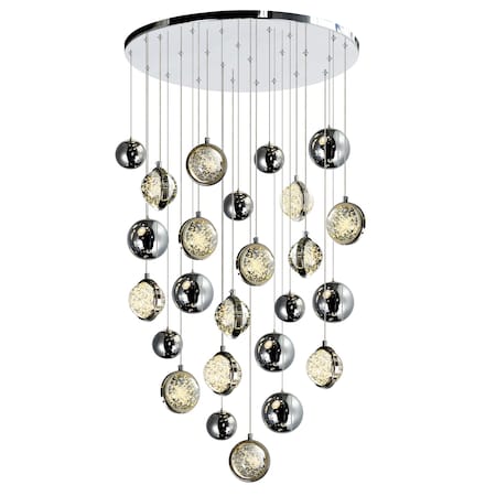 Cwi Lighting Salvador 24 in LED Integrated Polished Nickel Chandelier 1673P24-13-613